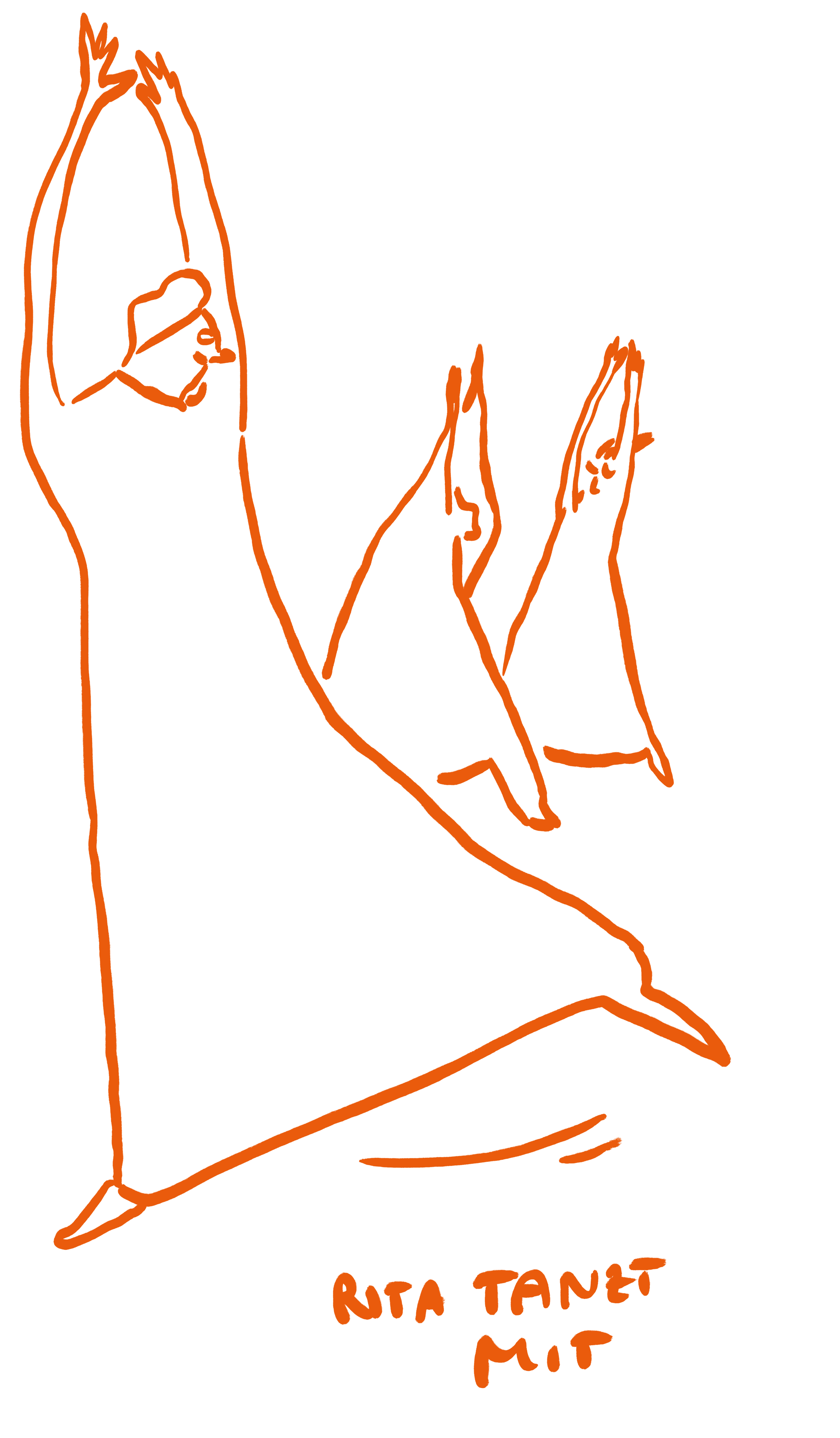 Illustrierte tanzende Rita-Figur schaut zu zwei tanzenden Personen im Hintergrund. Darunter steht "Rita tanzt mit".