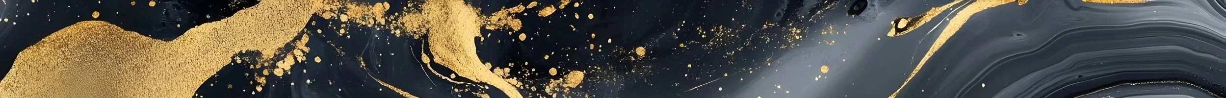Black marble epoxy surface with gold veins and splatters.