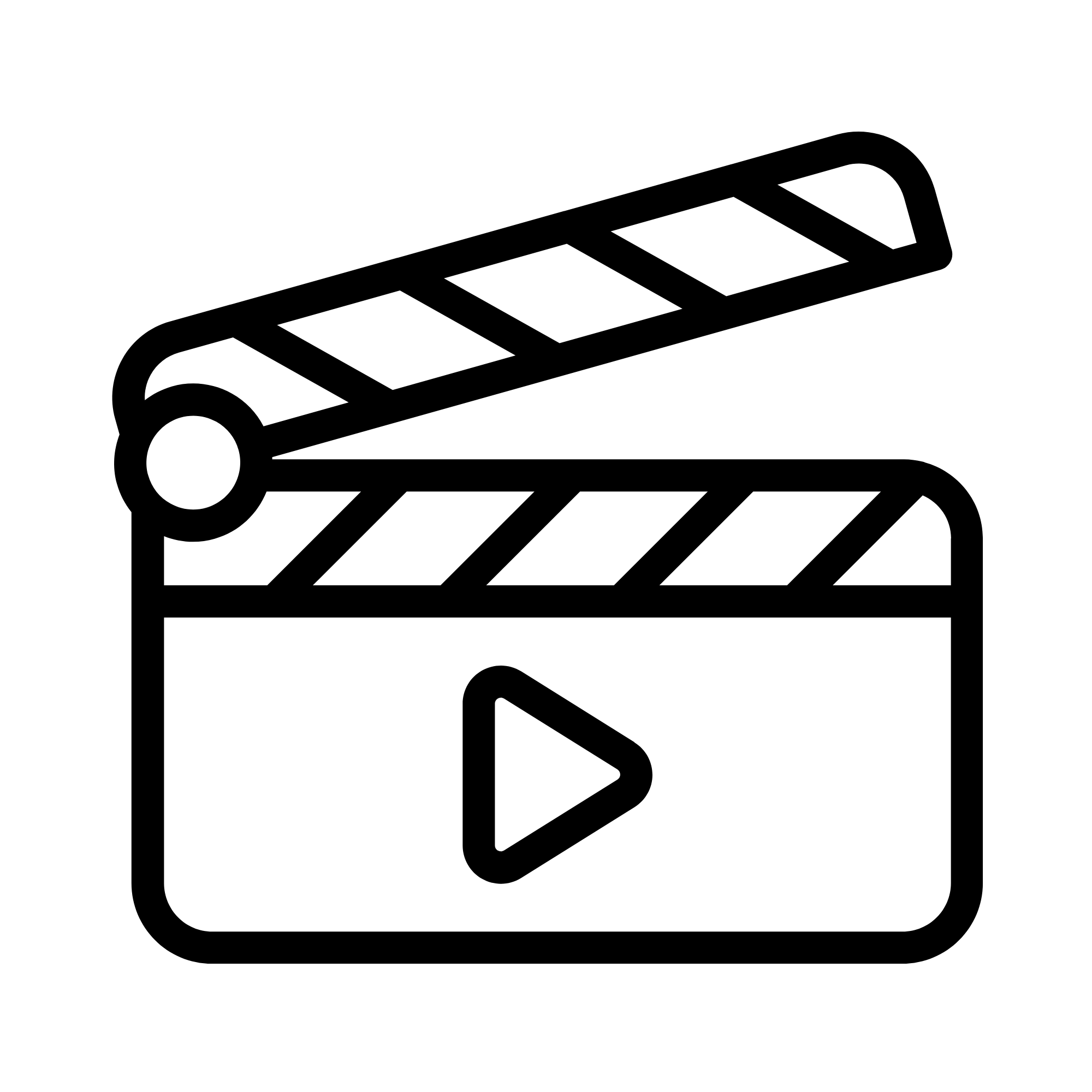 Icon of a clapboard and a video play button.