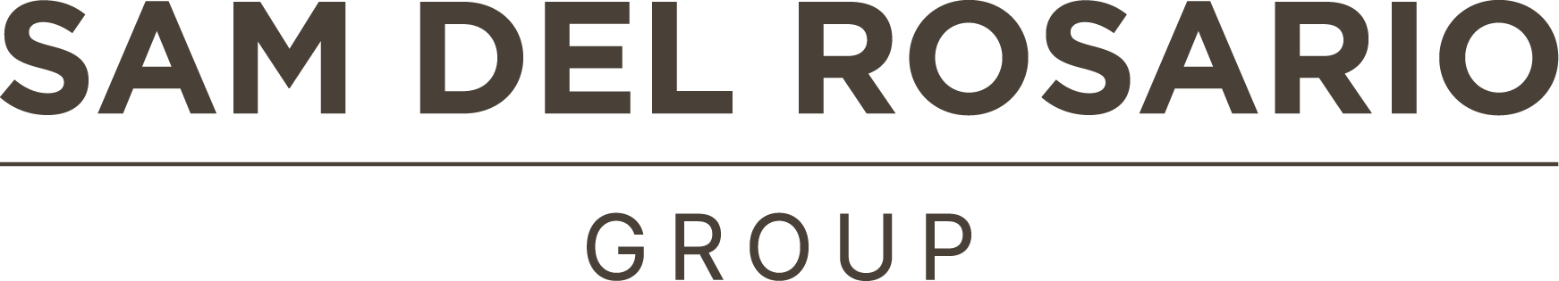 The text reads "Sam Del Rosario Group" in bold uppercase letters on a black background.