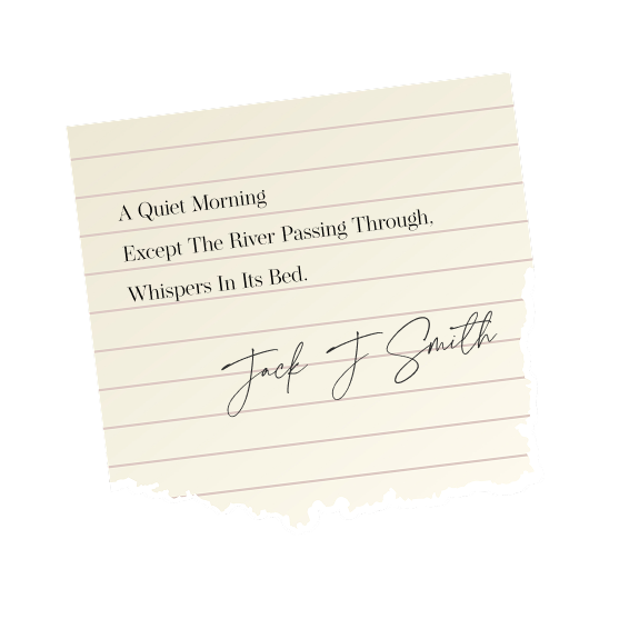 A torn piece of lined notebook paper with a typed poem and a handwritten signature.