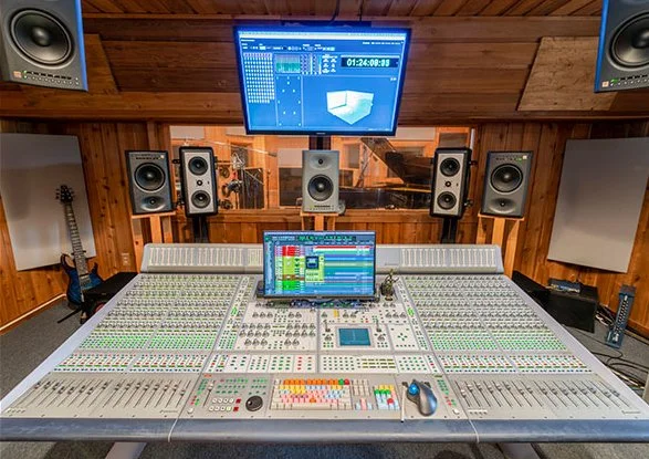 Audio mixing console and professional soundboard used for audio post‑production, surround sound and Dolby Atmos mixing at SpectraSound LLC