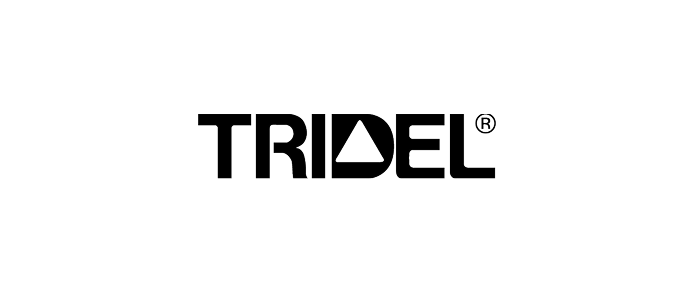 TRIEL logo in black text with a stylized triangle and line design.