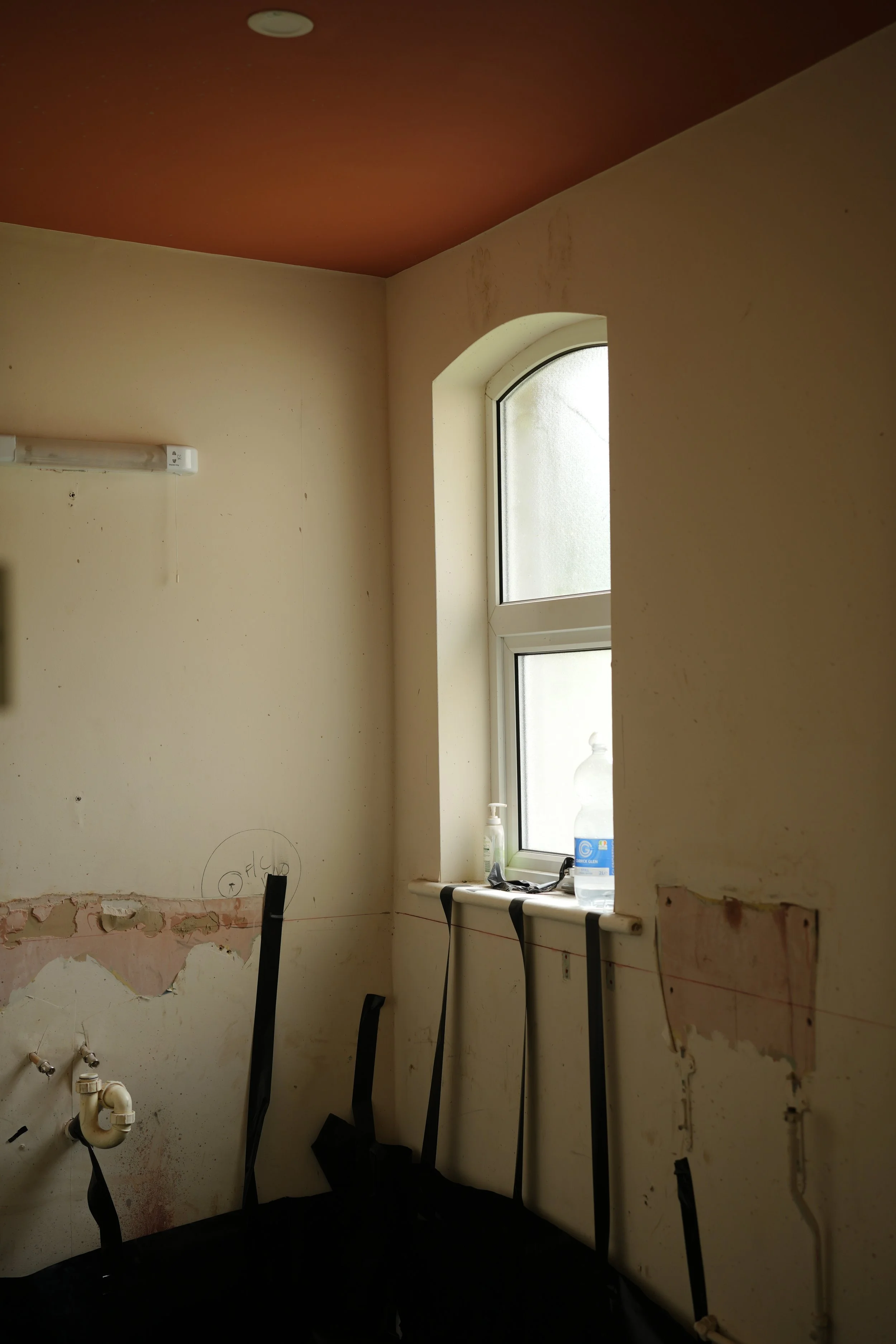 Work in progress, powder room window