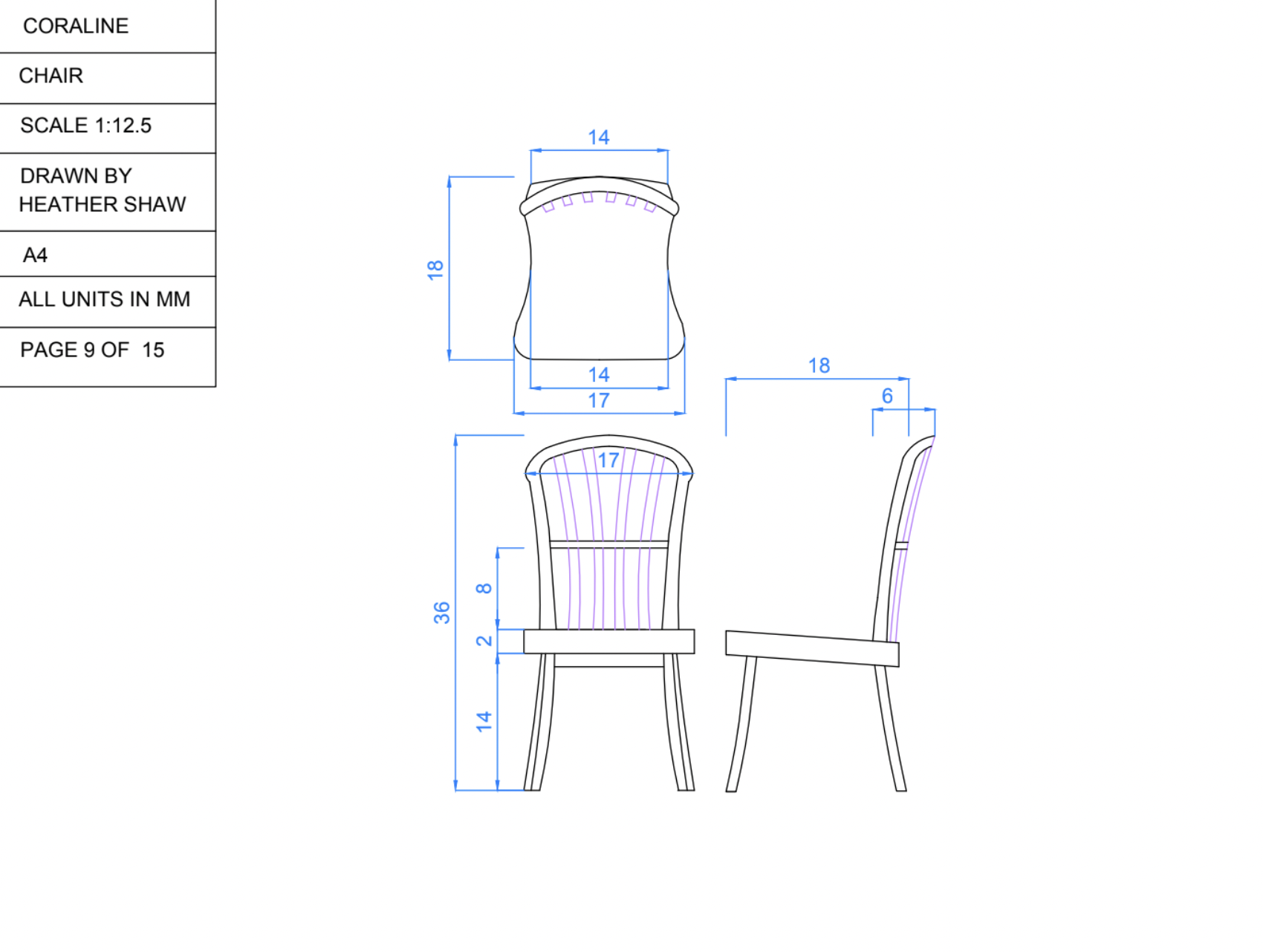 Technical Drawings for Coraline's Bedroom
