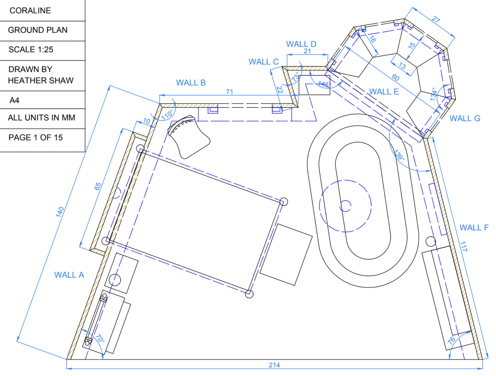 Technical Drawings for Coraline's Bedroom