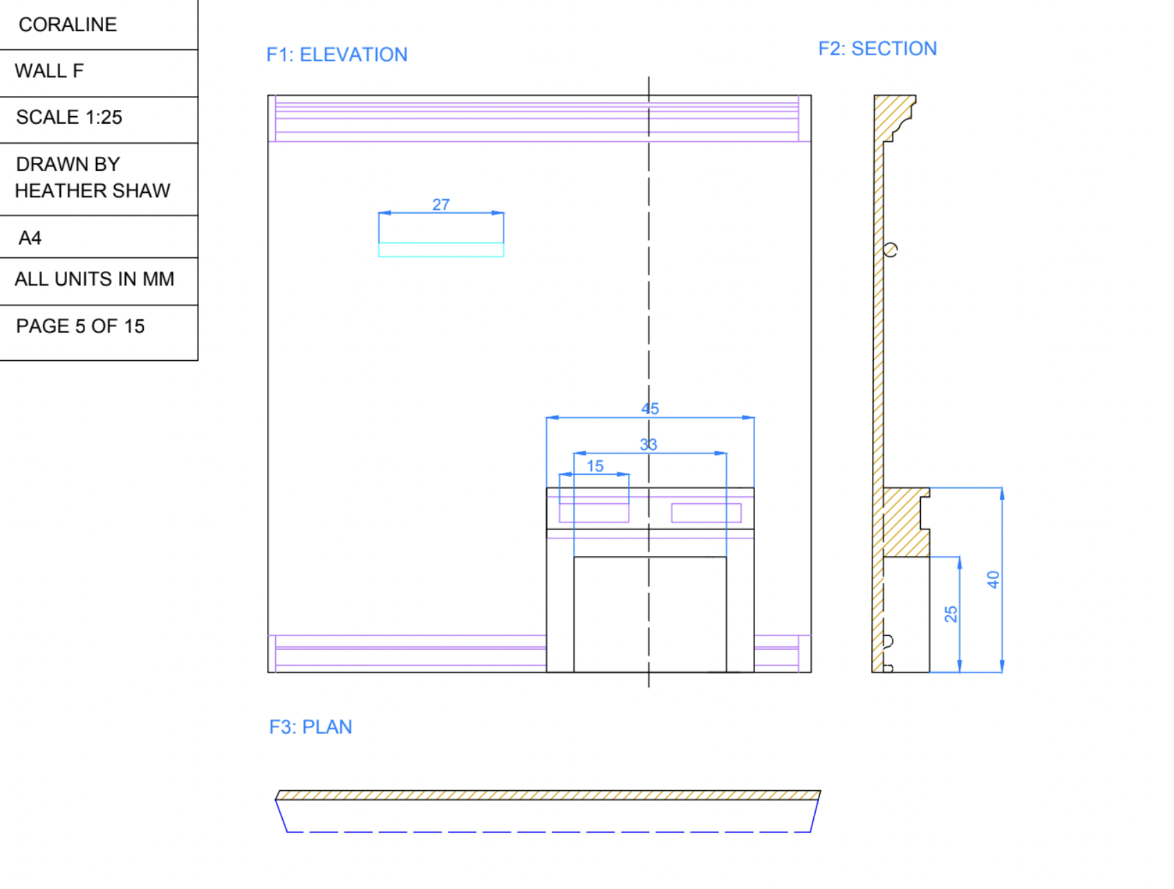 Technical Drawings for Coraline's Bedroom