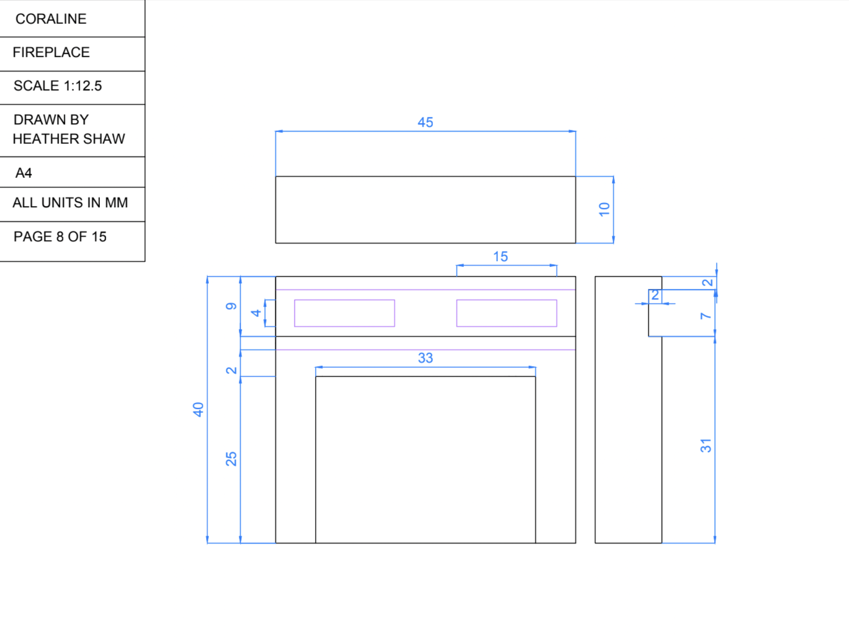 Technical Drawings for Coraline's Bedroom