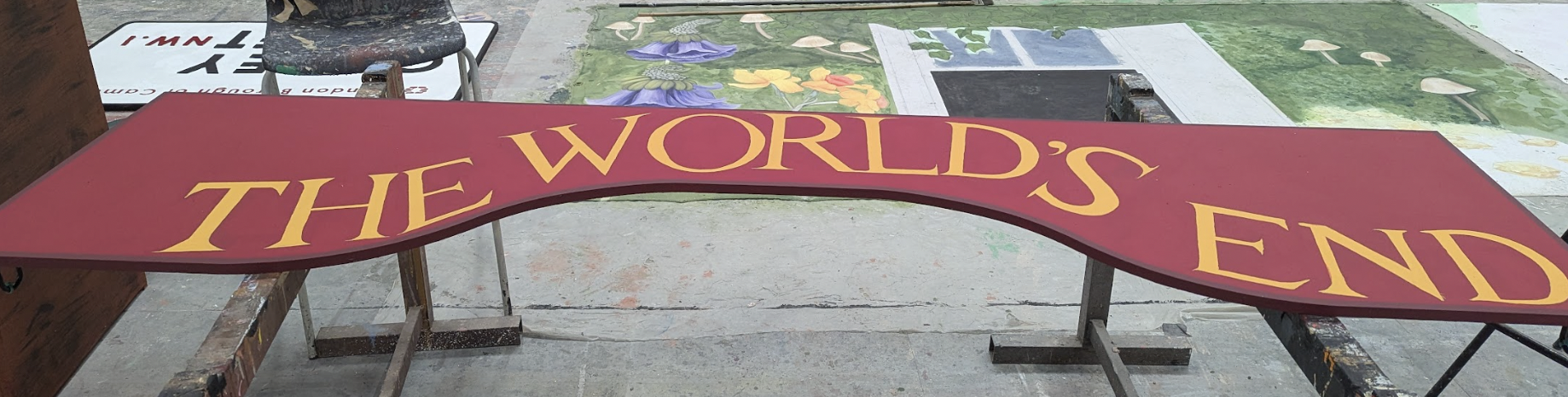 Sign Painting for Our House the Musical. Designed. Reuben Dutch.