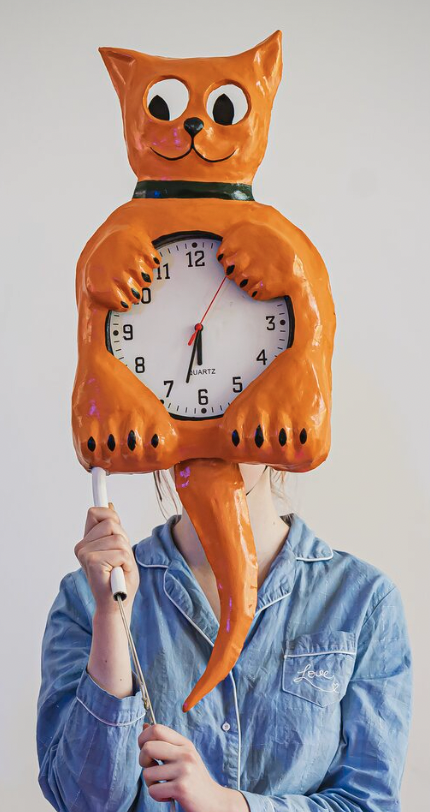 Cat Clock Hat for SPAWN! 2024. Prop design and make - Heather Shaw. Dir. Lucy Hall. Photos. Kirsten McTernan.