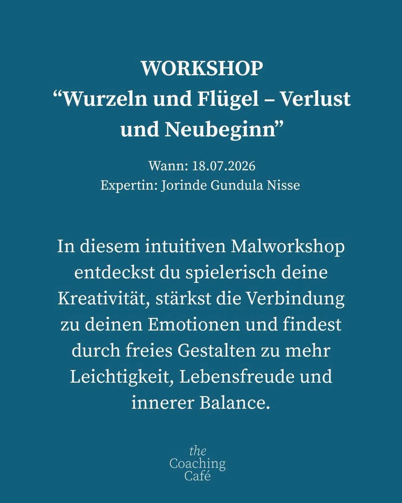 Sommerzeit! Auszeit- der Kopf darf etwas runterfahren und die Intuition darf flie&szlig;en ☀️

Jorinde Nisse nimmt euch mit auf eine kreative Auszeit:

Wurzeln und Flügel &ndash; Verlust und Neubeginn:

Wie sieht das Glück aus &ndash; welche Farbe 