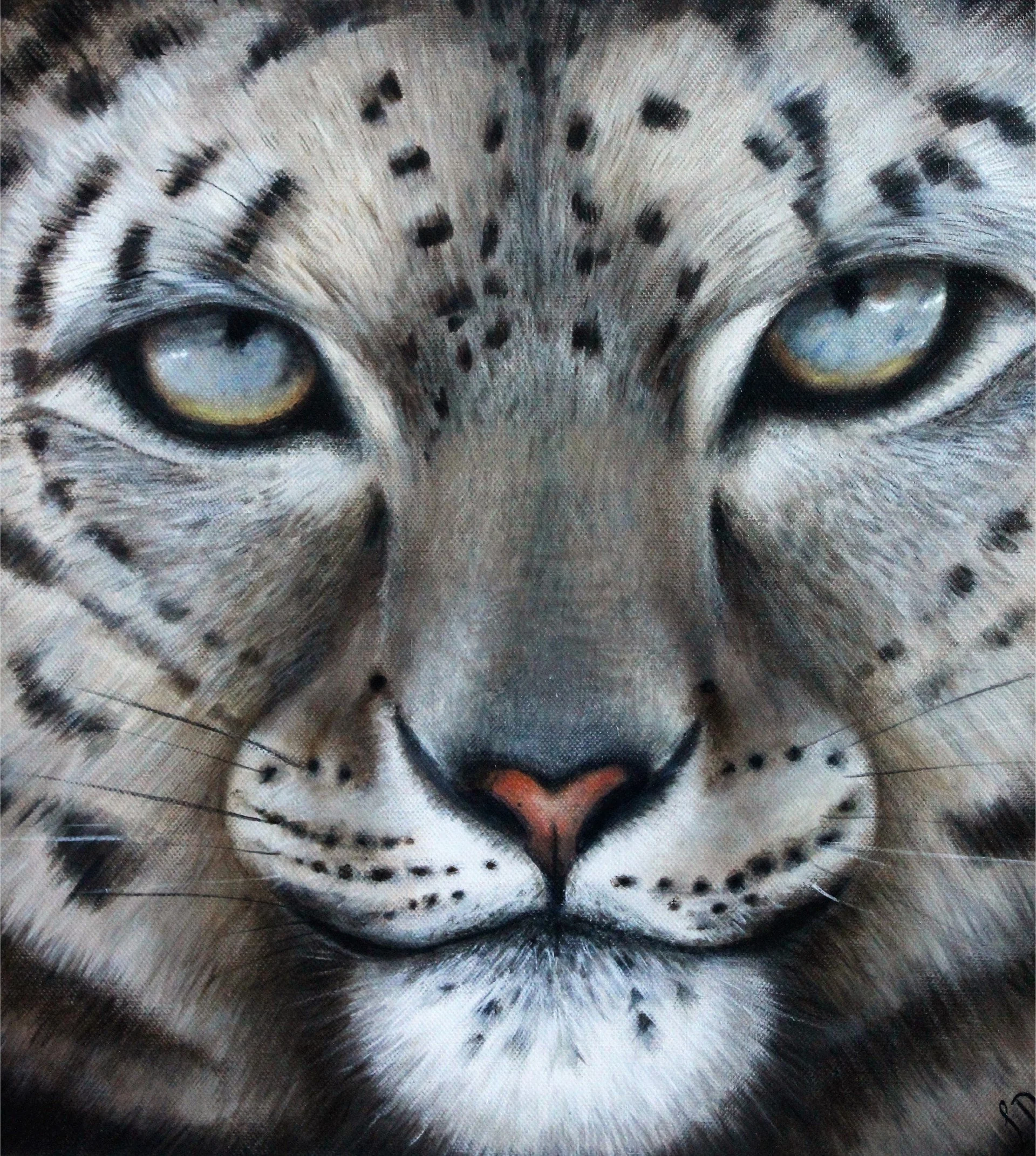 SOLD - "SNOW LEOPARD" ACRYLIC