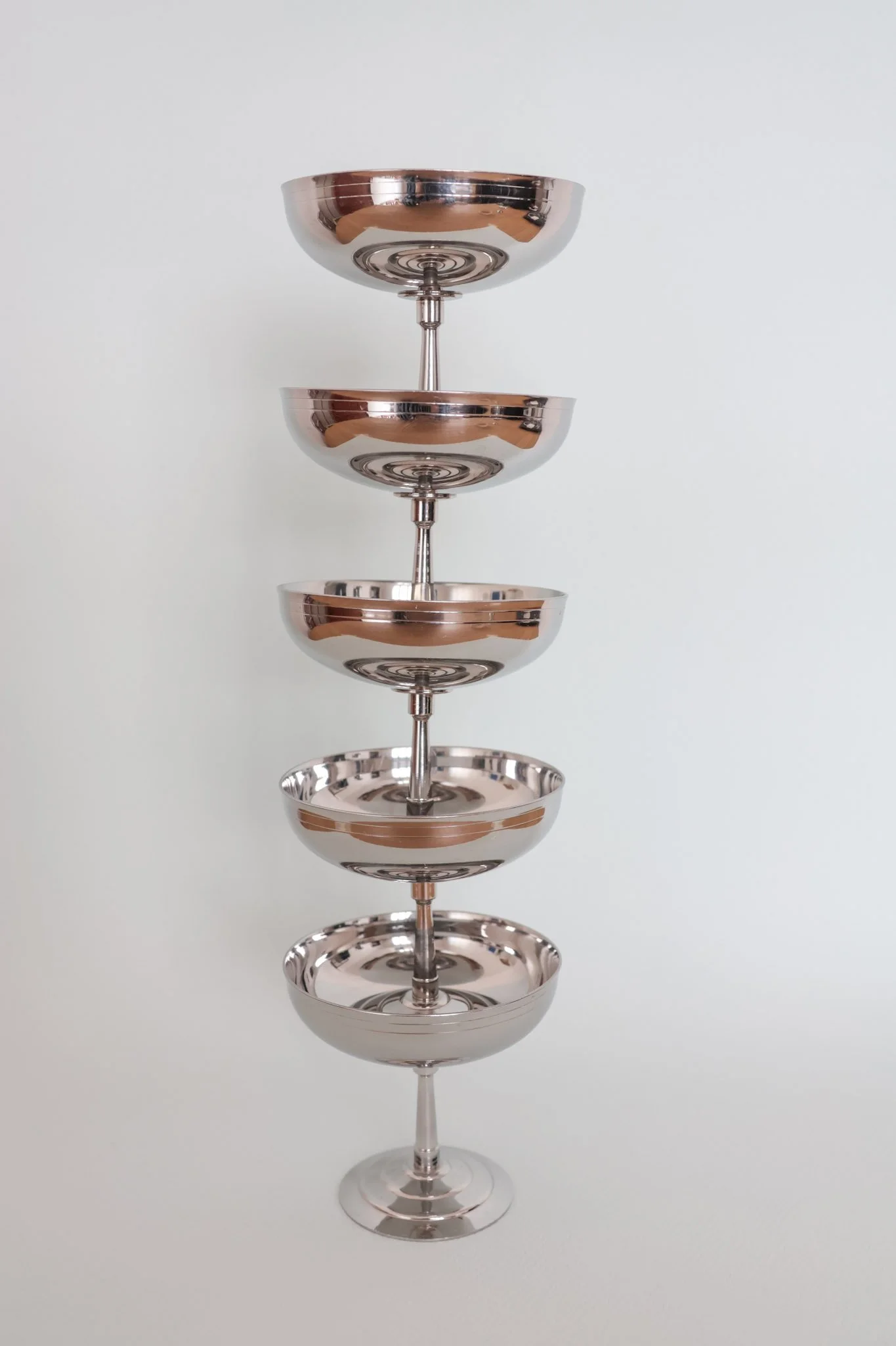 Ensemble de 6 coupes à glace en inox - Letang Remy, Années 70