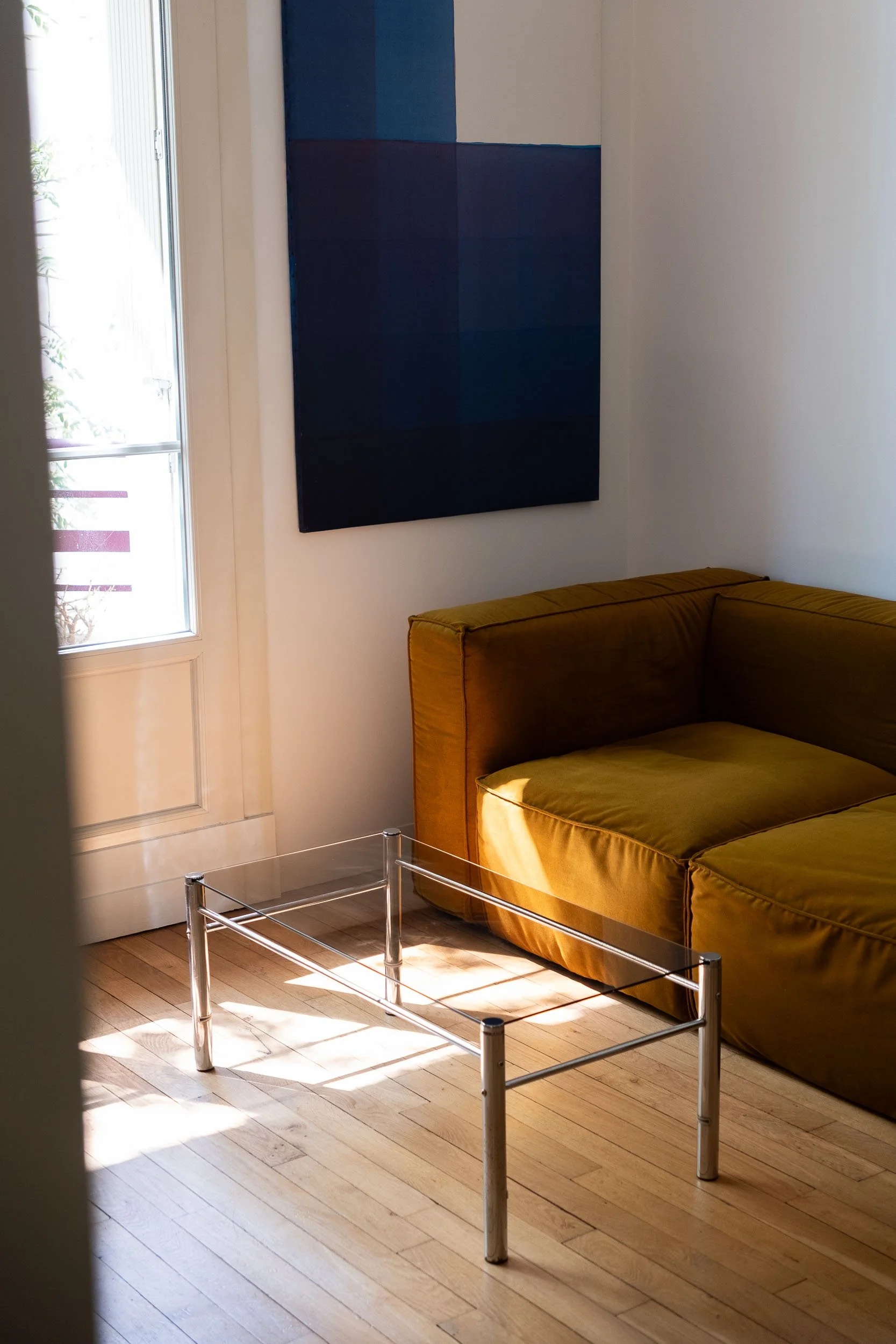 Table basse en chrome et verre fumé - Yves Boutboul, Design années 70