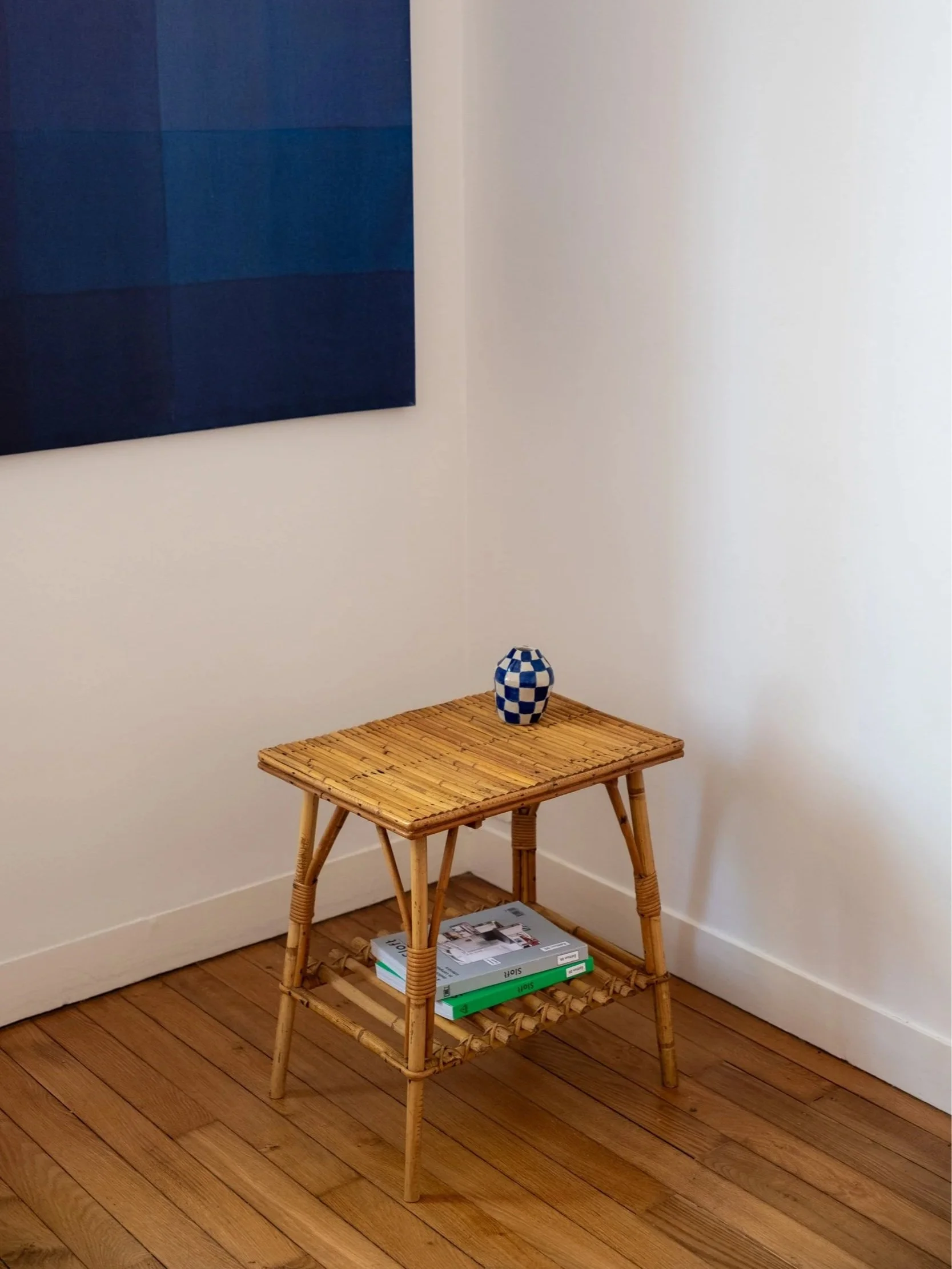 Table d'appoint en rotin et osier