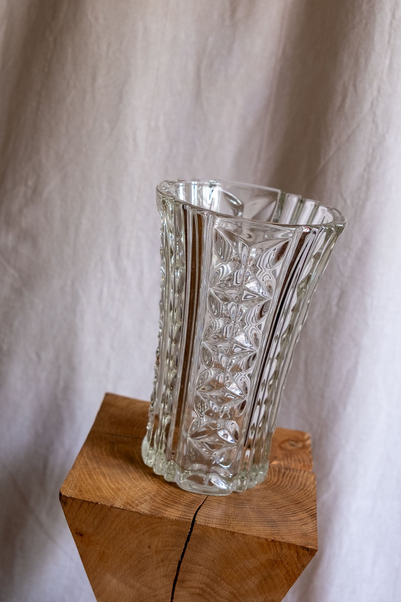 Grand vase en verre transparent - Années 70
