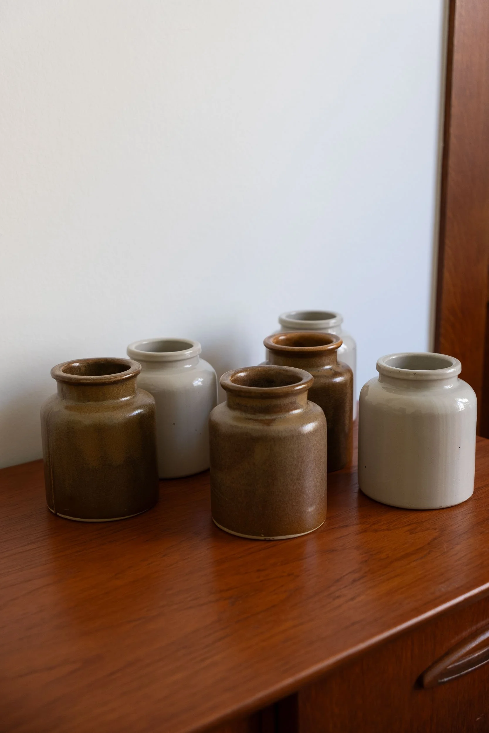 Pots en grès texturé - Style artisanal, années 70