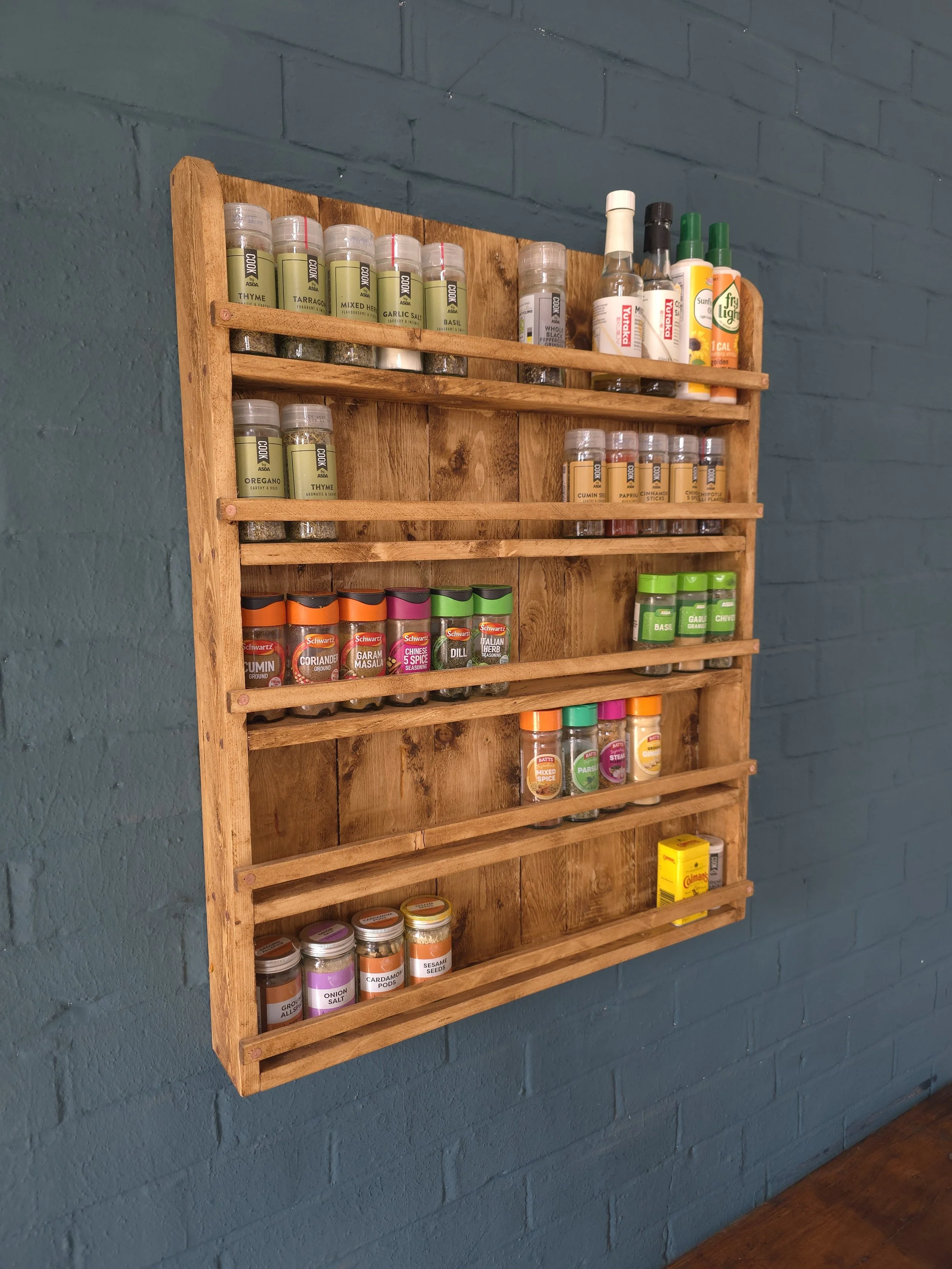 Rustic Farmhouse Kitchen - Spice/Herb Rack/ Kitchen Storage/Spice Shelf