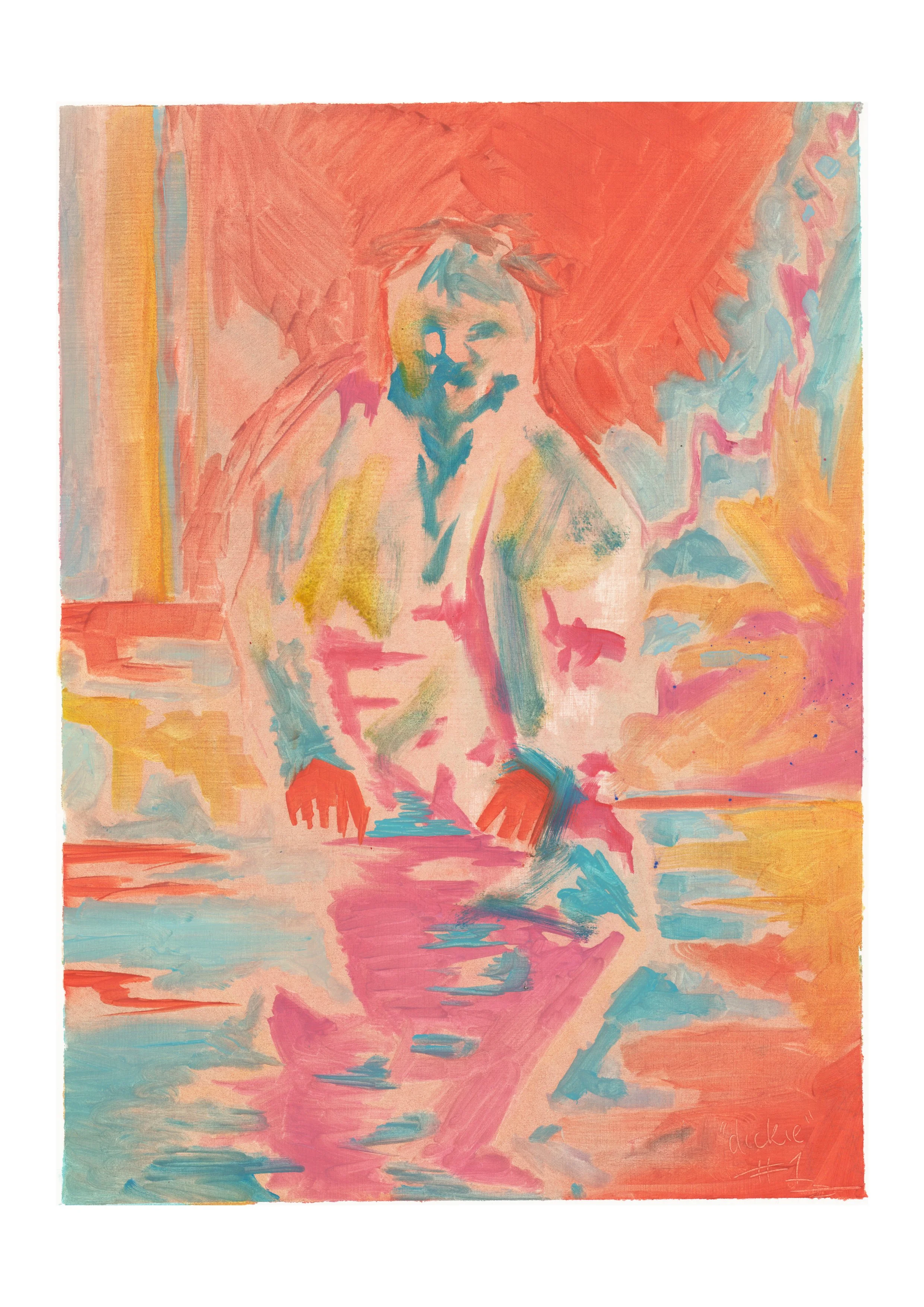 Dickie #1, 2026, Oil on A2 oil painting paper.