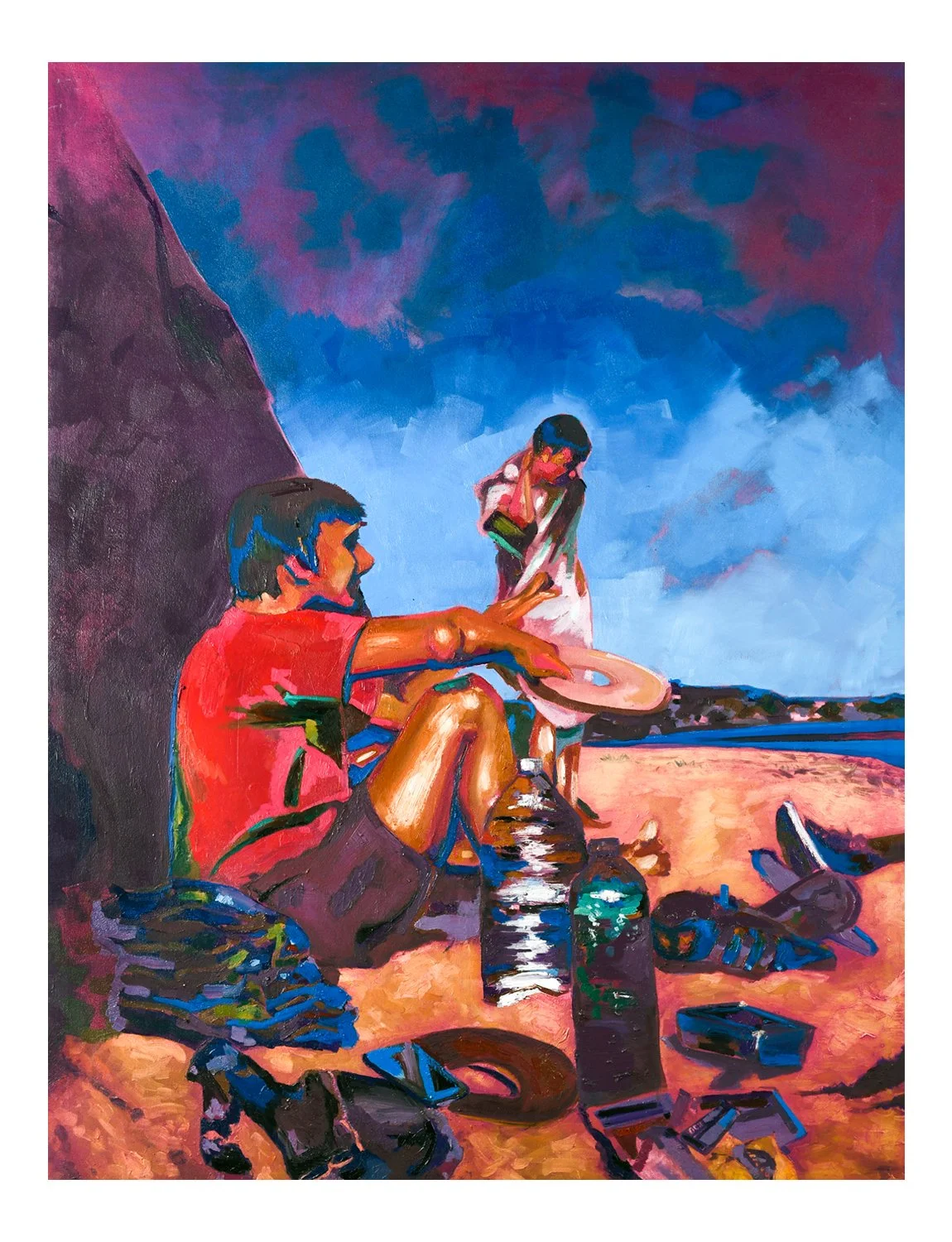 Boys Down The Beach, 2025. 44"x60", oil on canvas.