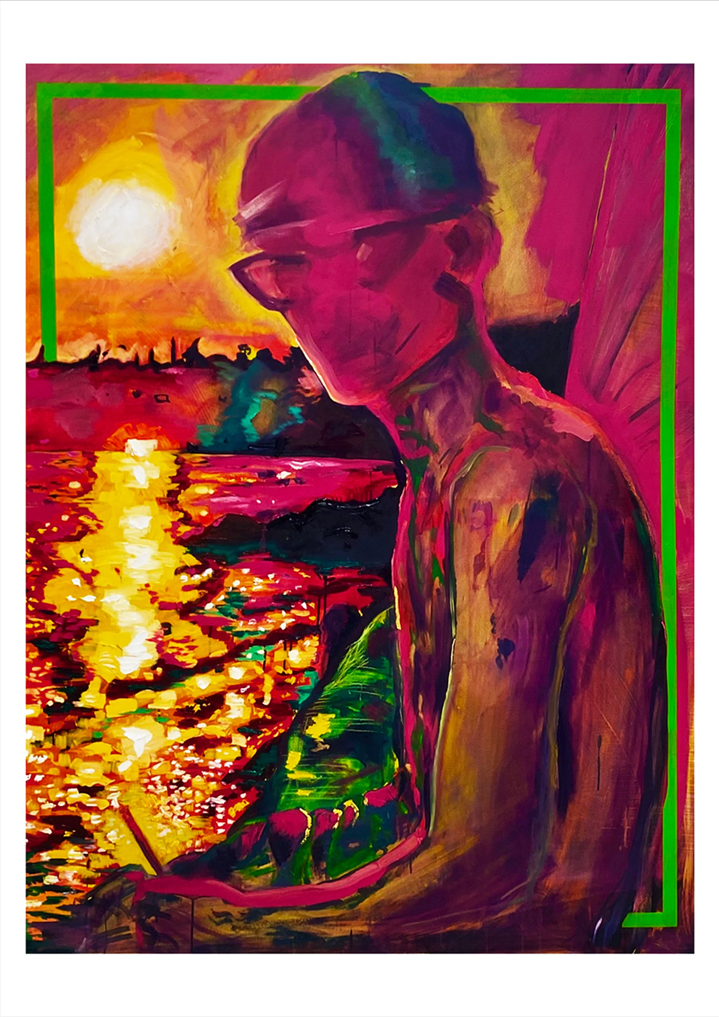 Hector in Red, 2025. 44"x60", oil on canvas.