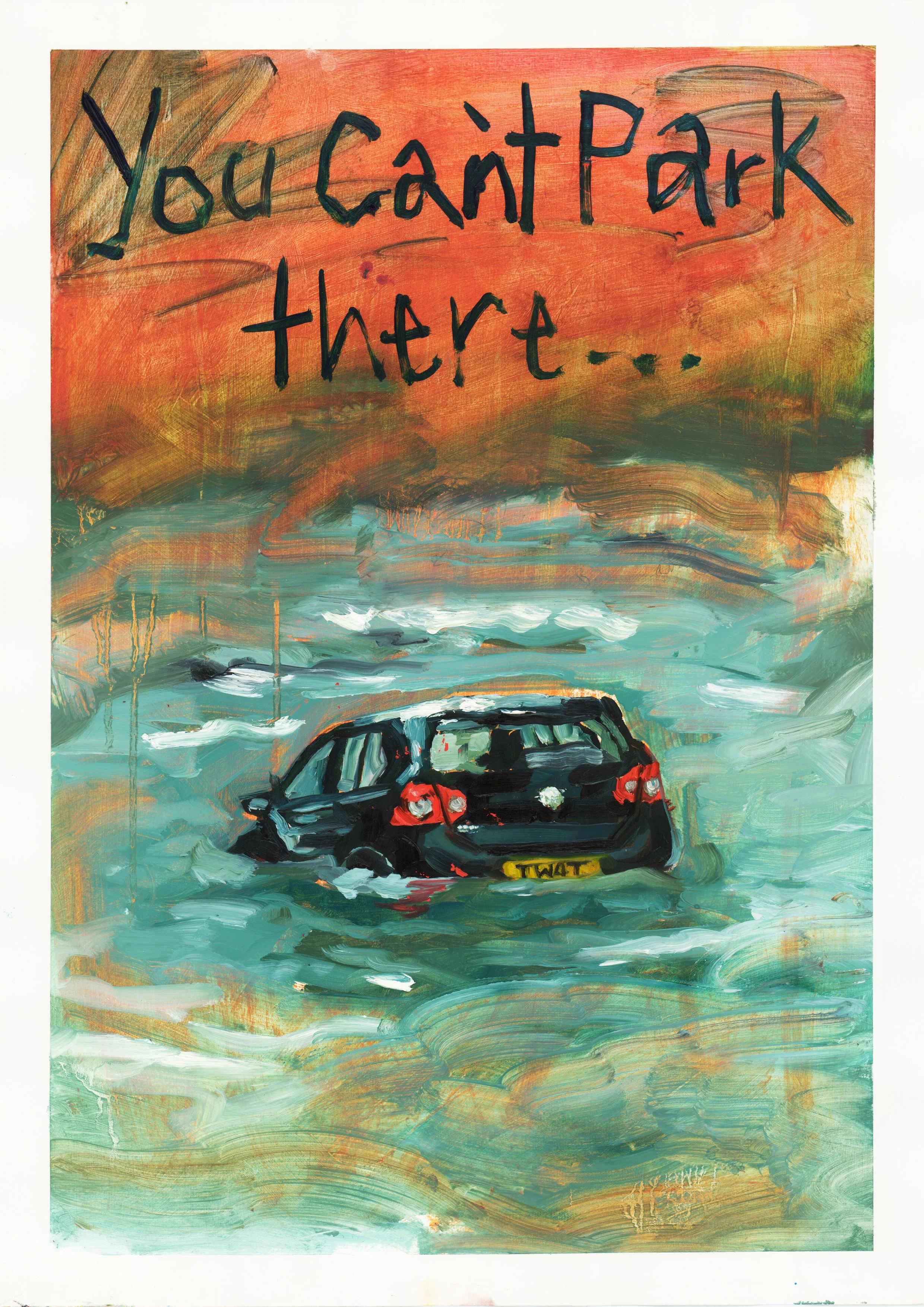 No Parking!, 2025, Oil on A2  paper.