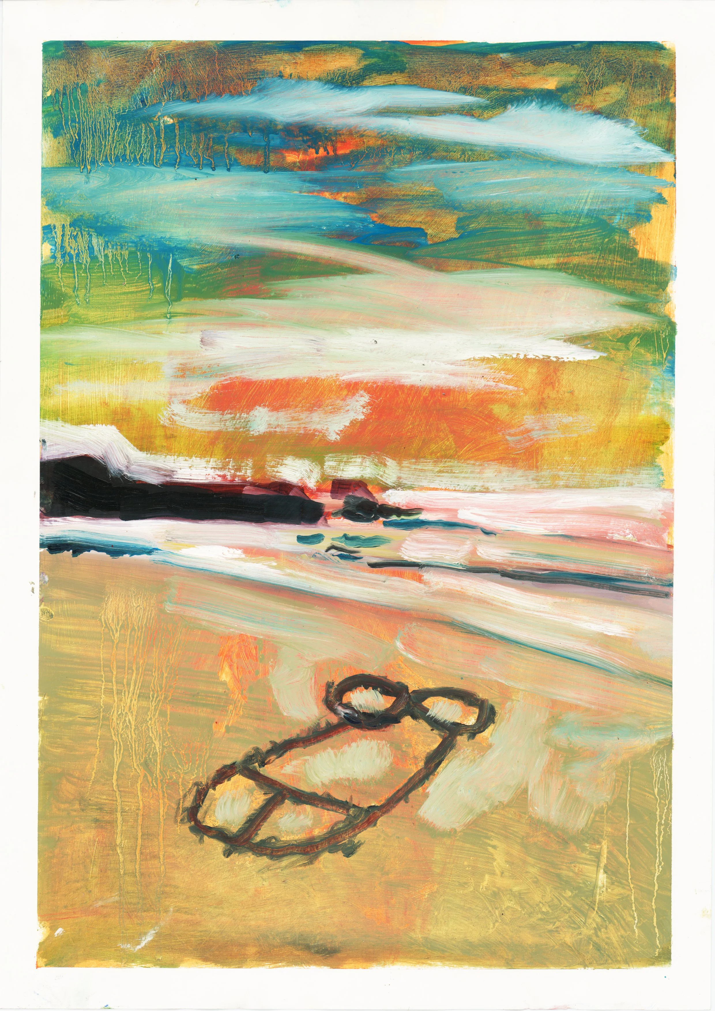 Romantic Sunset, 2025, Oil on A2  paper.