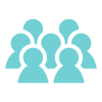 Icon of a group of five people, representing a crowd or team