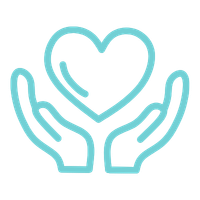 Two hands holding a heart symbol