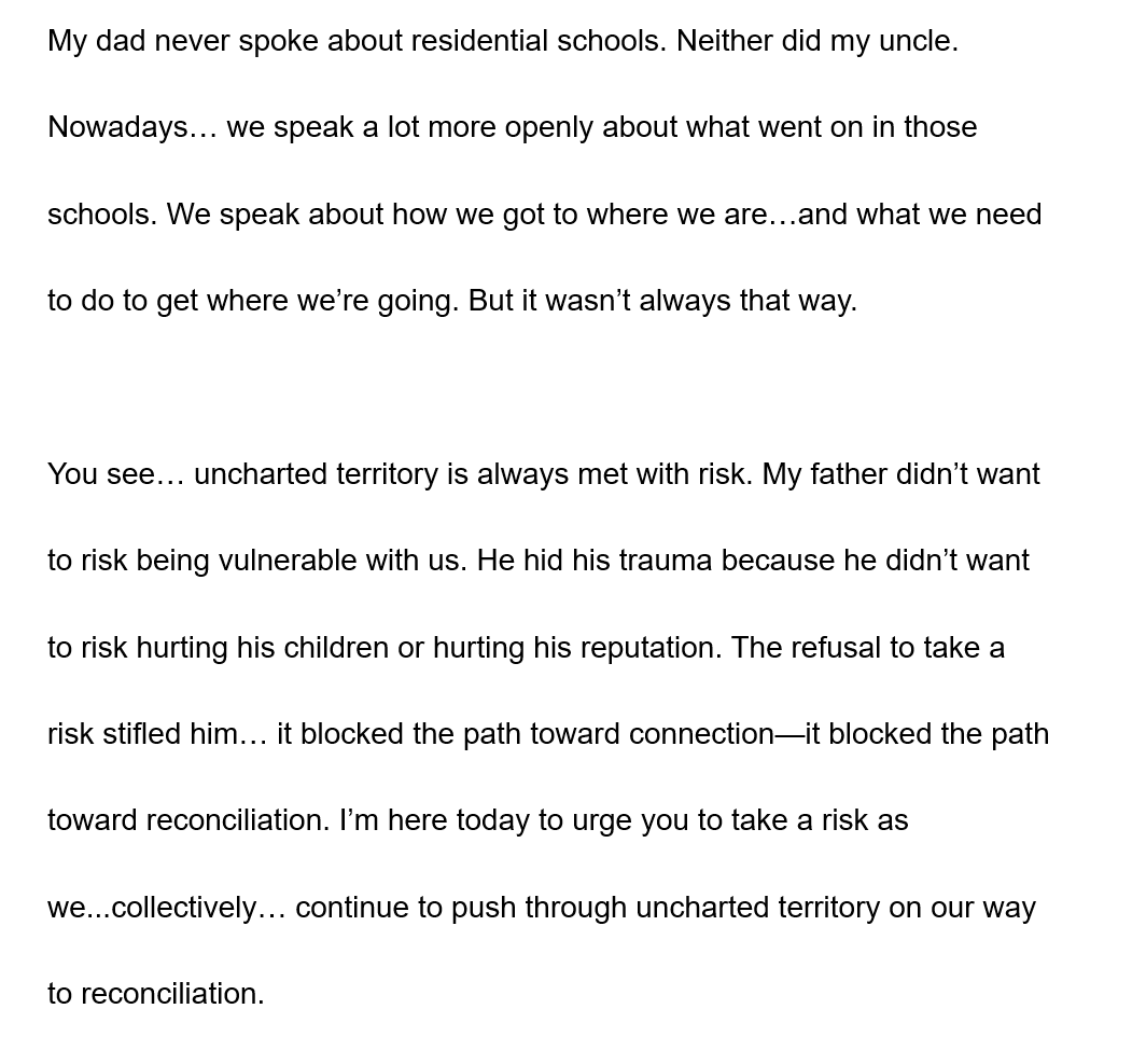 A shot of the speech I wrote for Jamie Wilson