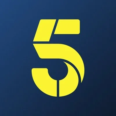 Yellow number 5 logo on a dark blue background