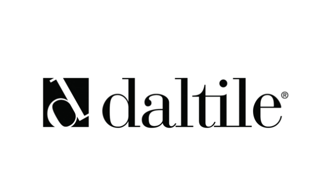 Daltile logo with the text 'daltile' in black letters, featuring a stylized lowercase 'd' with a white slash inside a black square.