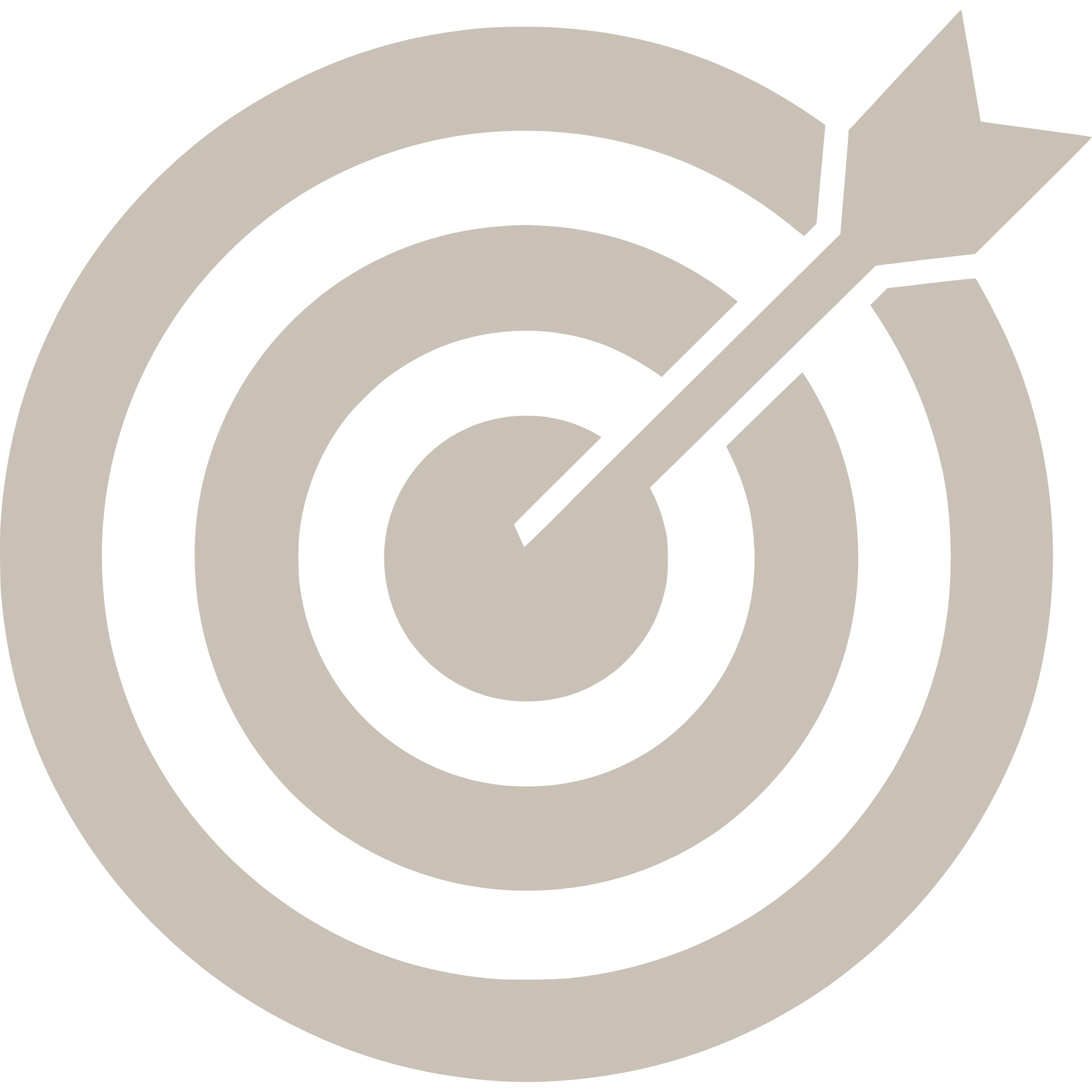 A target with concentric circles and an arrow hitting the bullseye.