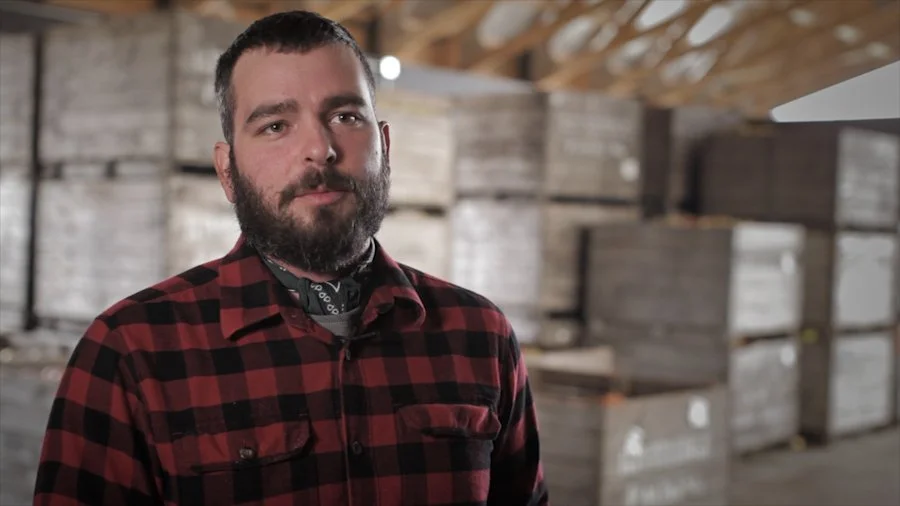 Interview shot of Ryan Burke during Virtue Cider production