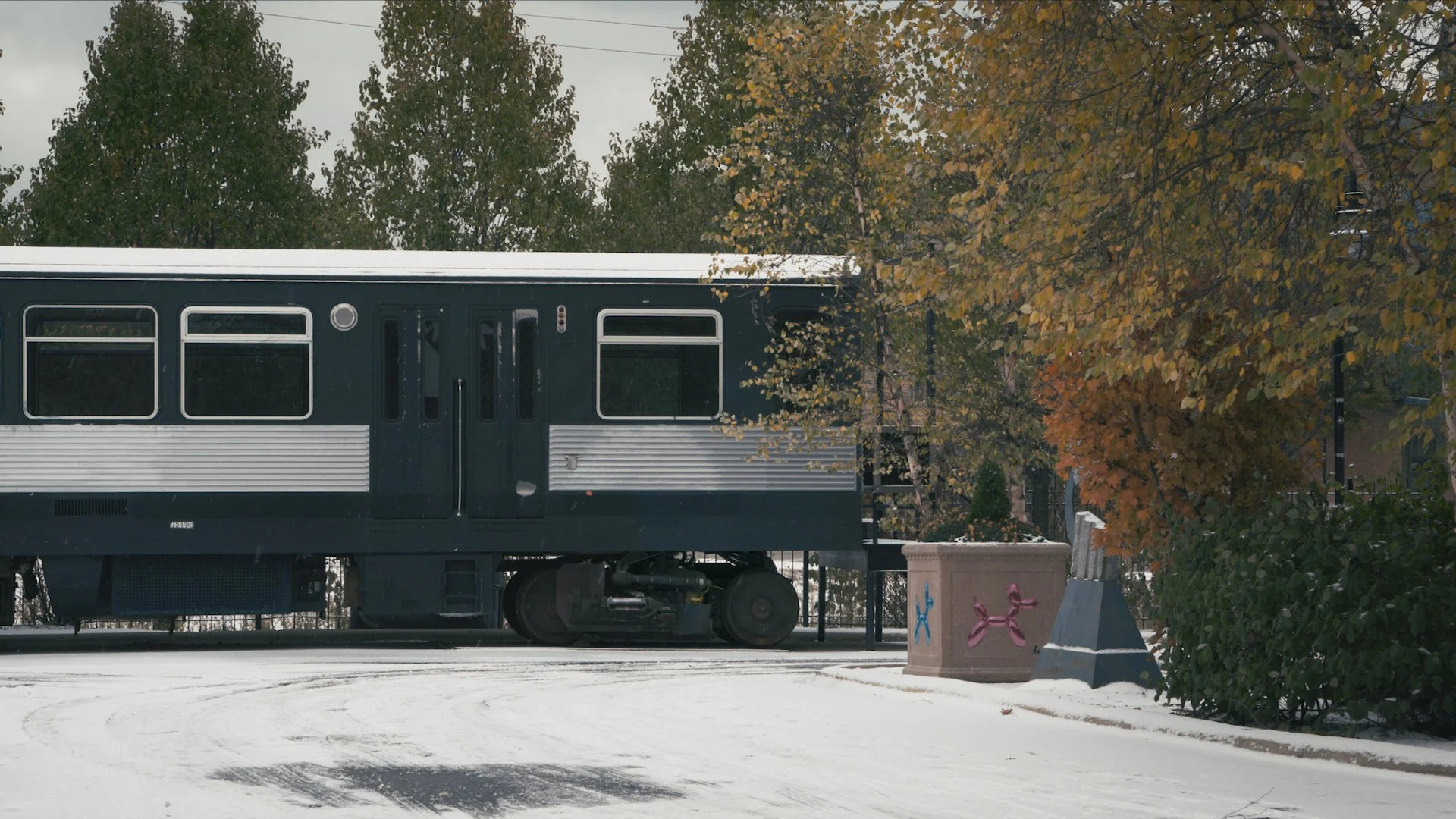 Old Chicago train car outside of building