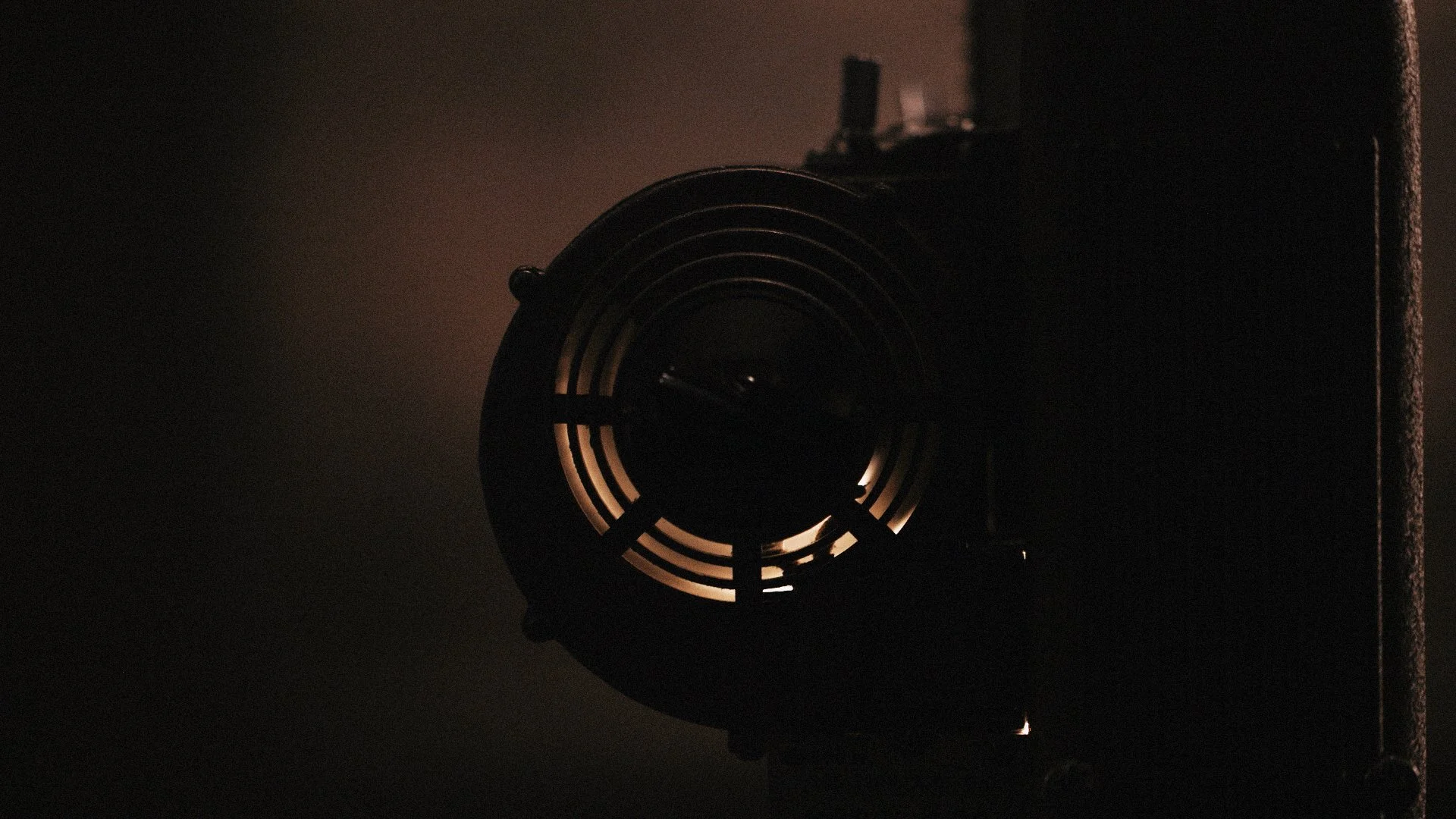 Closeup of vintage projector exhaust