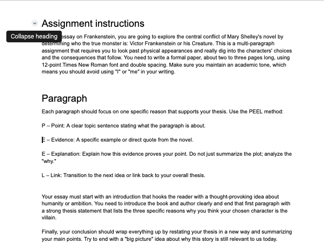 Google Doc in pageless format with toggle button next to header circled.