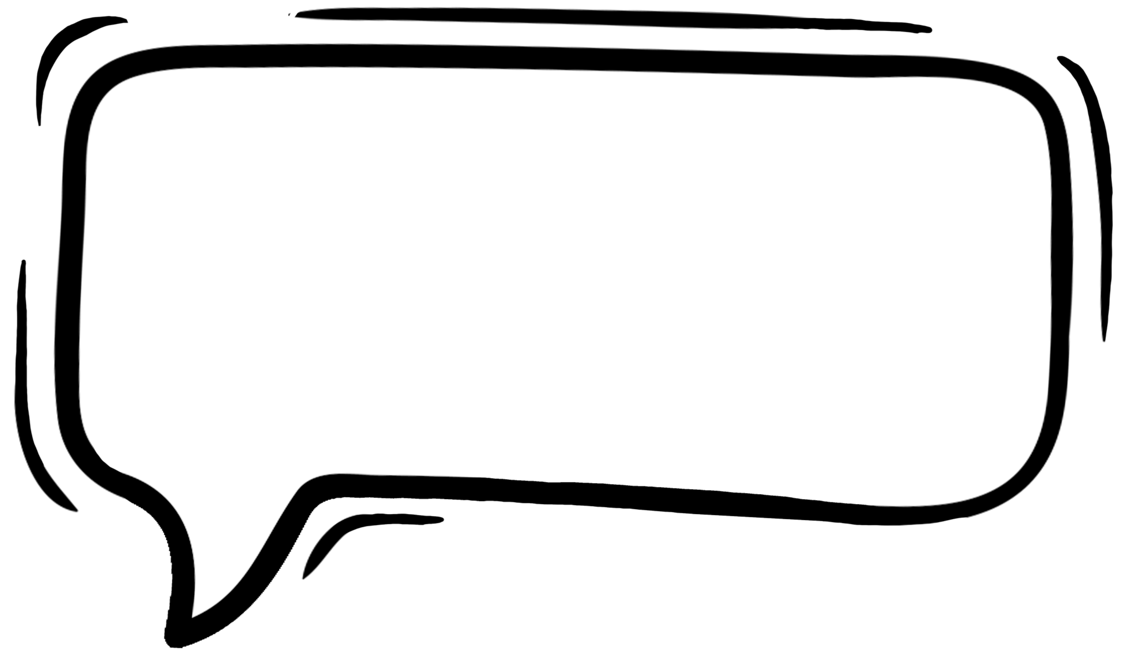 Empty speech bubble with a tail pointing downward.