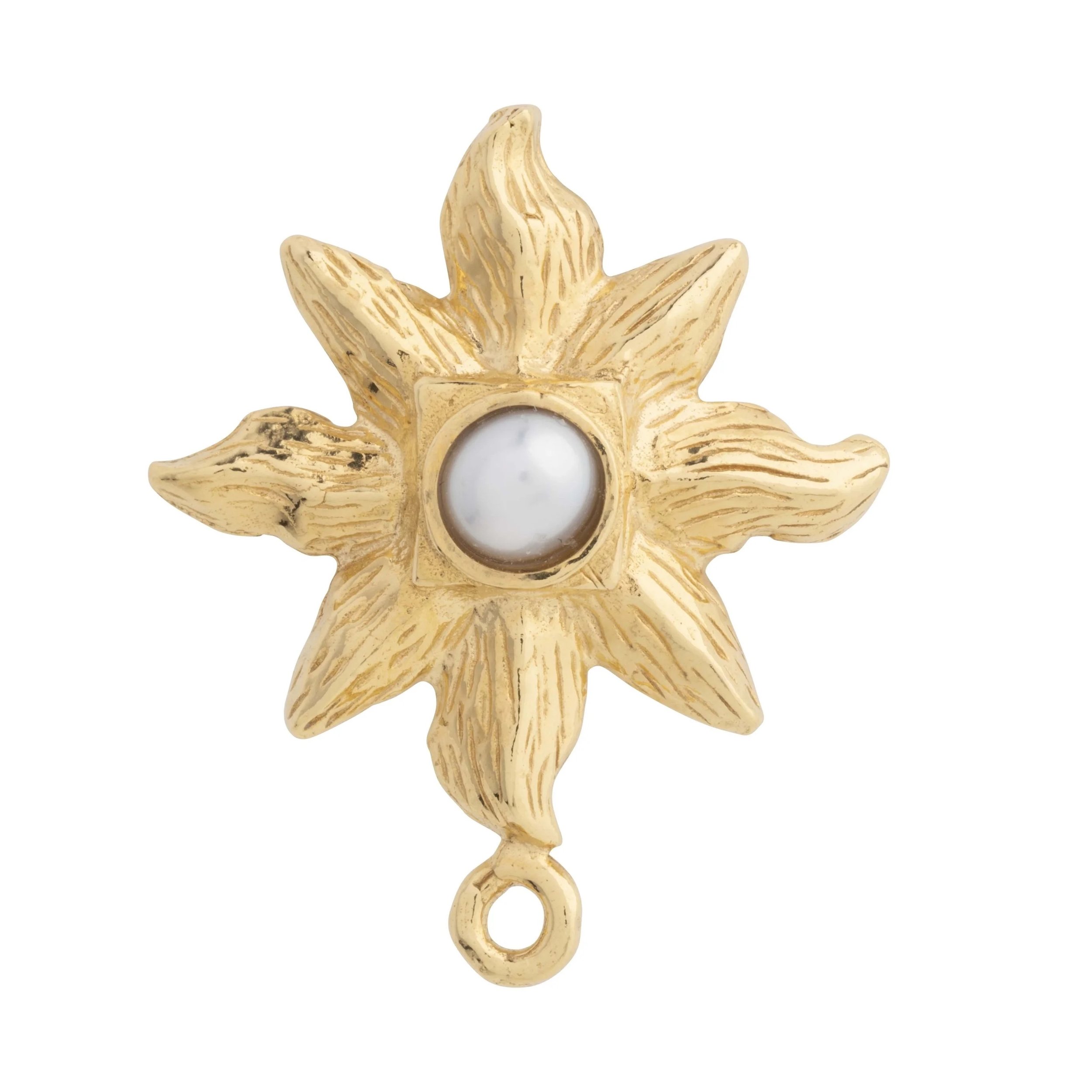 Goldene Stern mit weißer Kugel in der Mitte, mit kleinem Ring unten.