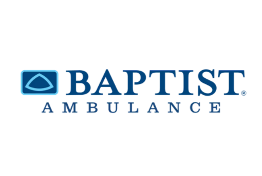 Baptist Ambulance logo with a blue icon and text