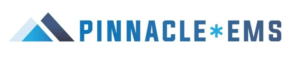 Pinnacle EMS logo with blue mountain icon and blue text