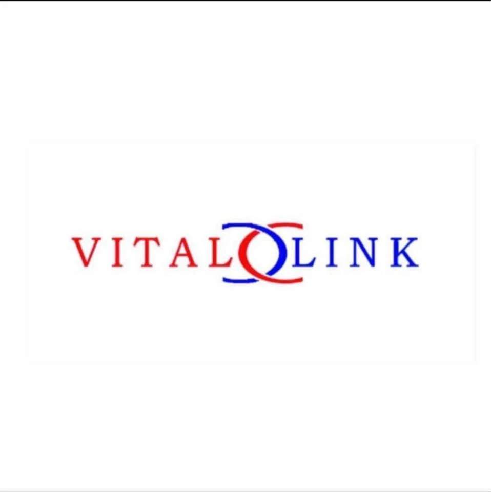 Vital Link logo with the words 'VITAL LINK' in red and blue, interconnected circular elements in blue and red.