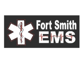 Fort Smith EMS logo with a white star of life and snake, and black background