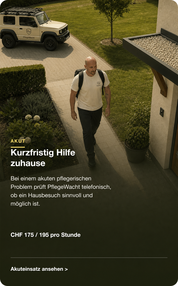 Details zum Akuteinsatz: Kurzfristige Hilfe zuhause, CHF 175 oder 195 pro Stunde