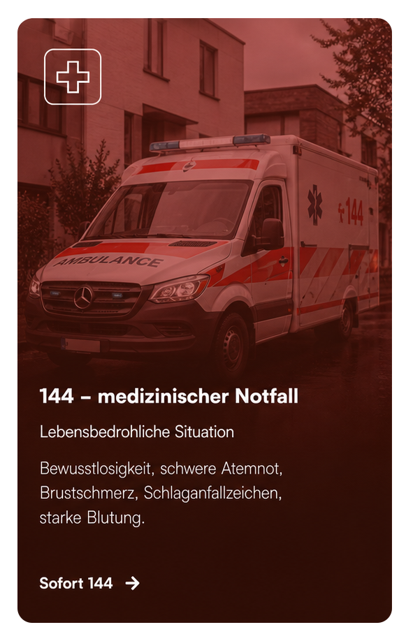 Bei Lebensgefahr 144 anrufen