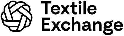 Textile Exchange logo with black text and a black knot icon.