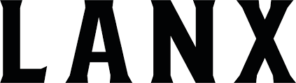 Close-up of the word 'LANX' in bold black letters