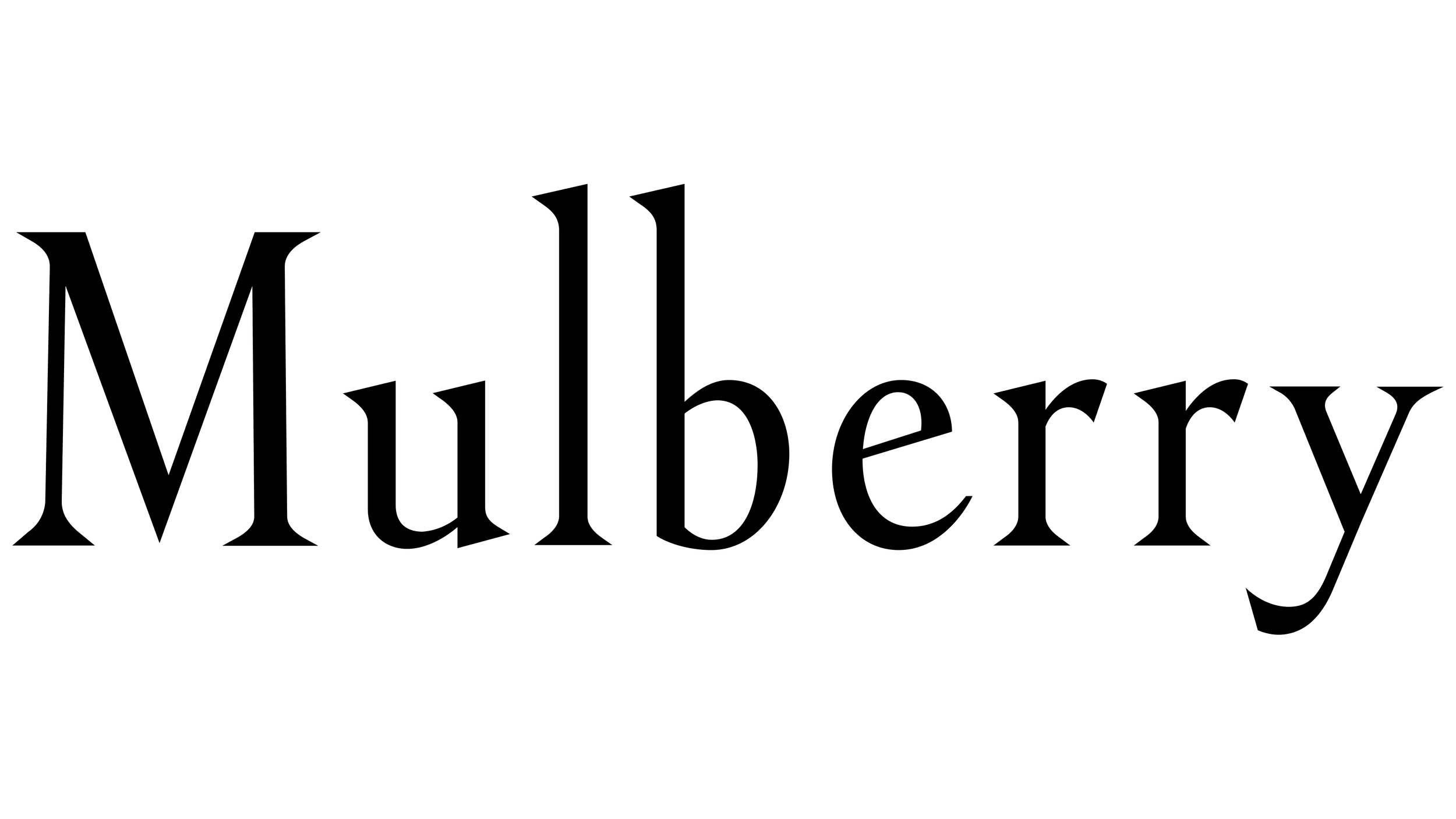 Outlined text spelling "Mulberry." in large font.