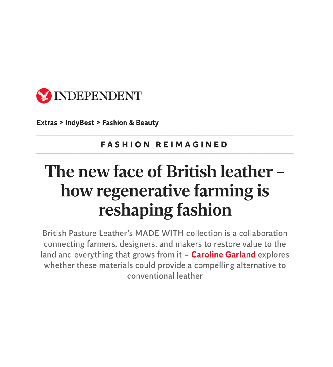 The Independent: “The new face of British leather – how regenerative farming is reshaping fashion”