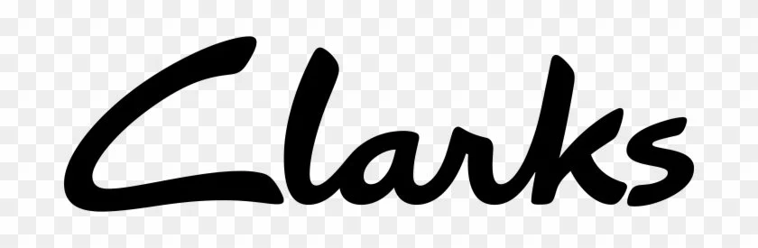 The image features the word 'Clarks' written in black, cursive font on a transparent background.